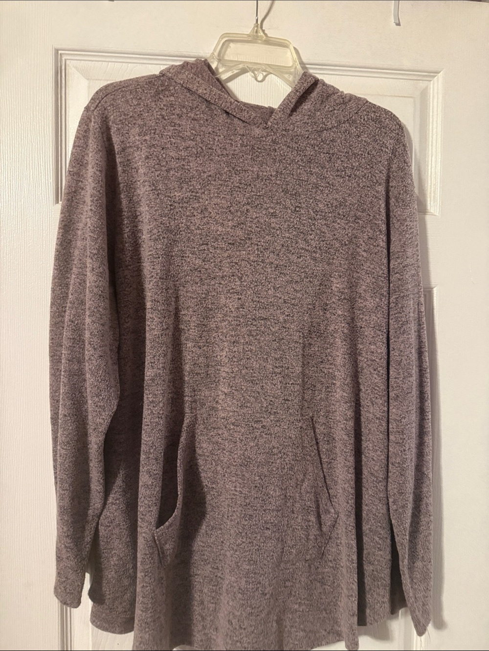 Women’s Heather Gray/purple Pullover Hooded Sweater